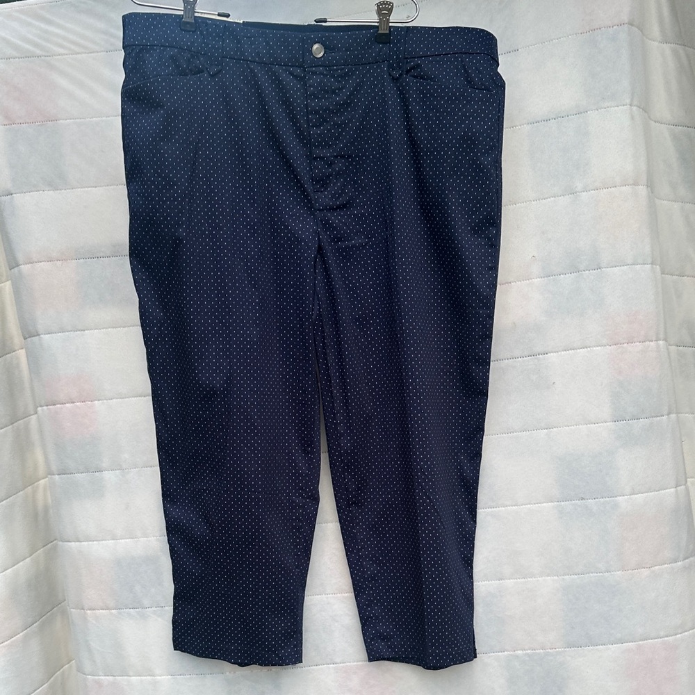Classic Navy with Mini-White Polka Dots Capris